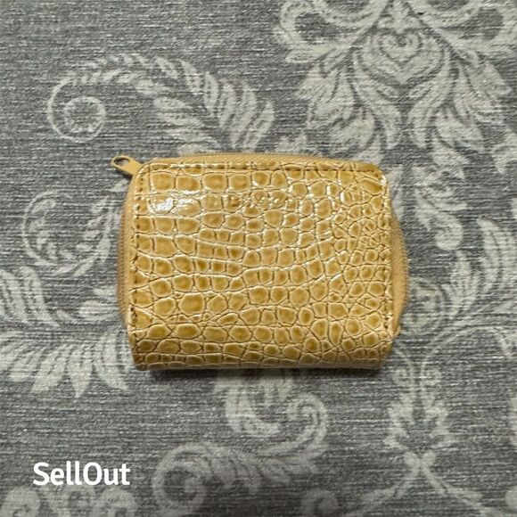 Vintage Buxton Leather Slim Fold Wallet Yellow Unisex Card Holder - Picture 2 of 6